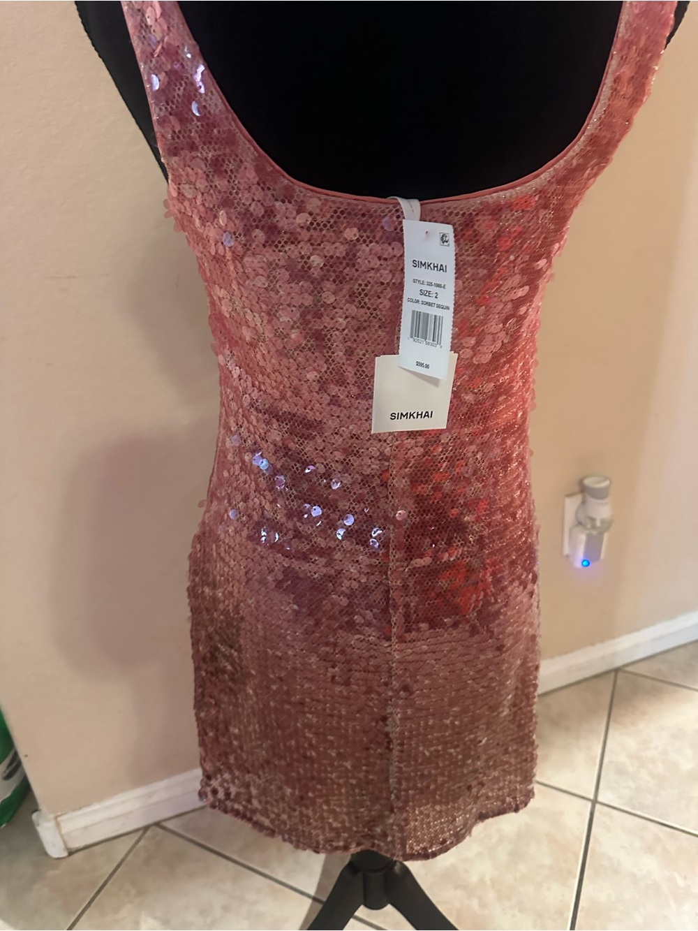 Rose Pink Sequin Mini Dress — Women's Sleeveless Party Dress - Picture 3 of 5